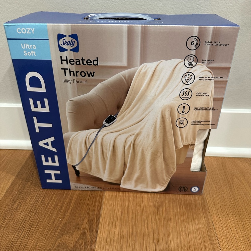 Sealy Heated Throw Blanket - Cream